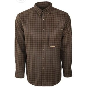 DRAKE Waterfowl Brushed Twill Plaid Flannel Button Down Long Sleeve Shirt Size L